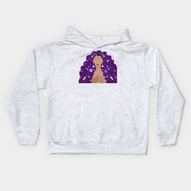 A purple woman in my Universe Kids Hoodie by Miruna Mares